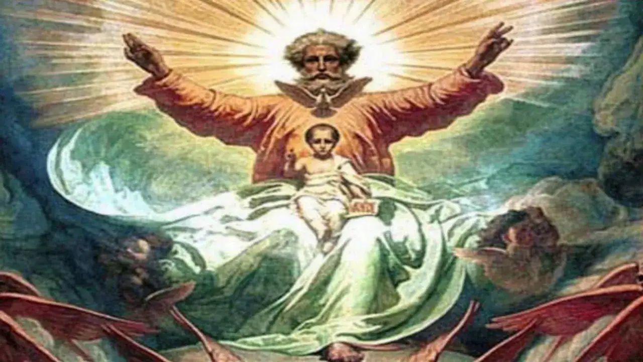 Uroczystość Najświętszej Trójcy: Ojciec, Syn i Duch Święty w chwale.