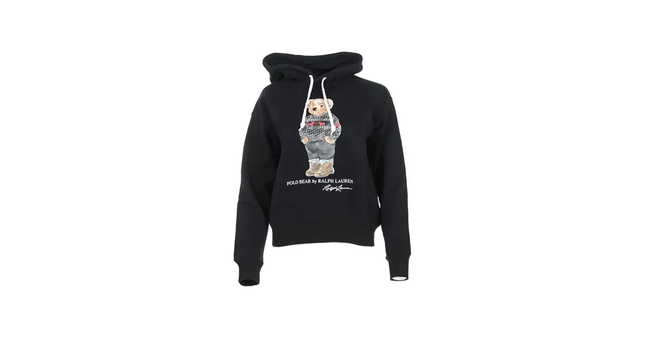 Czarna bluza z kapturem Polo Bear by Ralph Lauren. Zastanawiasz się, ile waży bluza Ralph Lauren? Ta jest lekka i stylowa.