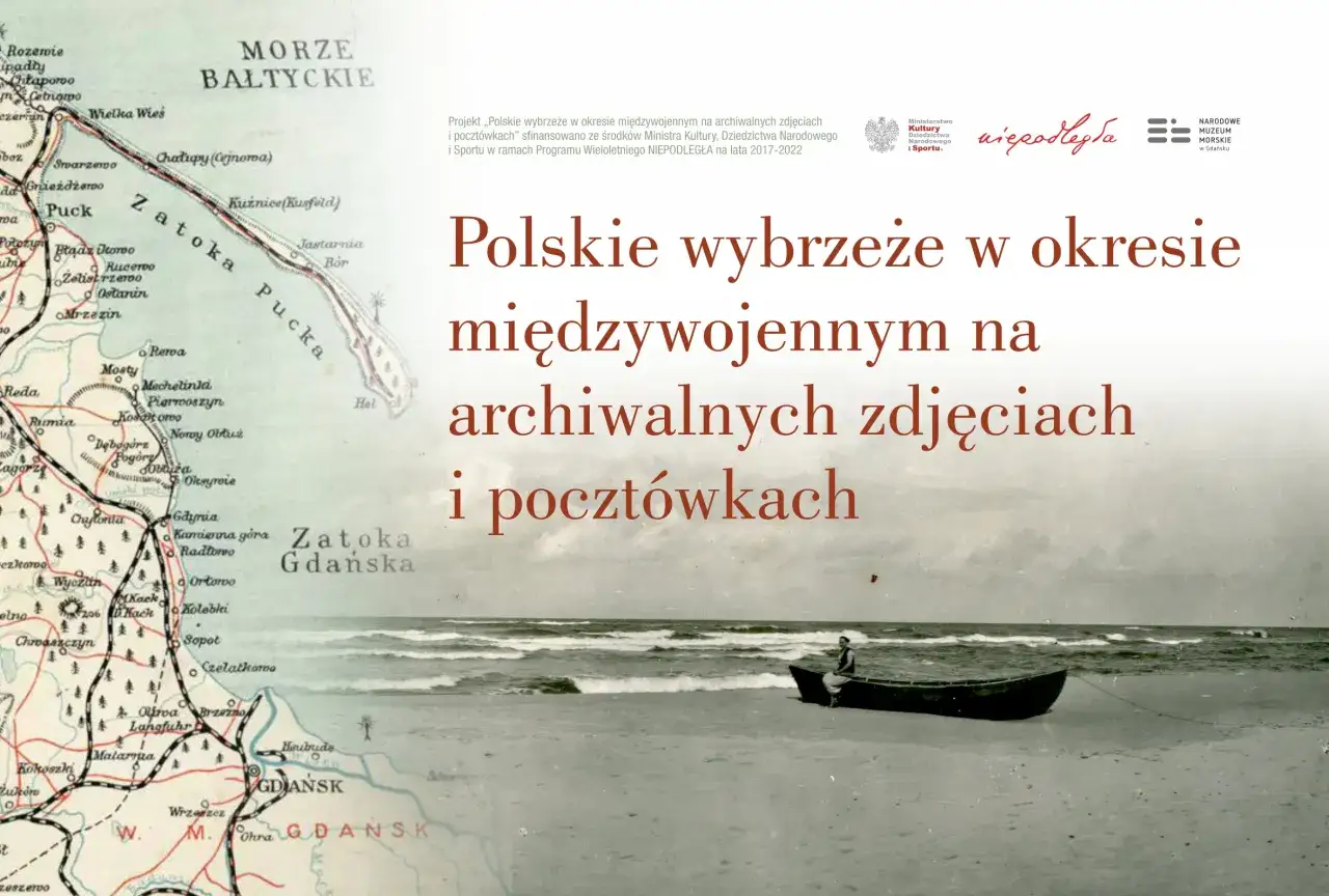 Mapa z okresu międzywojennego ukazuje polskie wybrzeże, w tym Zatokę Pucką i Gdańską. Ile kilometrów ma polskie wybrzeże? Tego nie dowiemy się z mapy, ale zobaczymy jego dawny kształt.