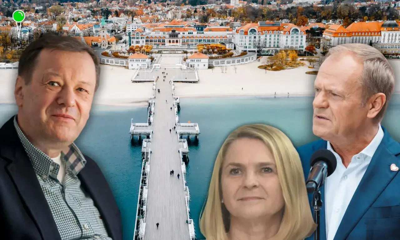 Wojciech Fułek i Małgorzata Tusk na tle sopockiego molo.