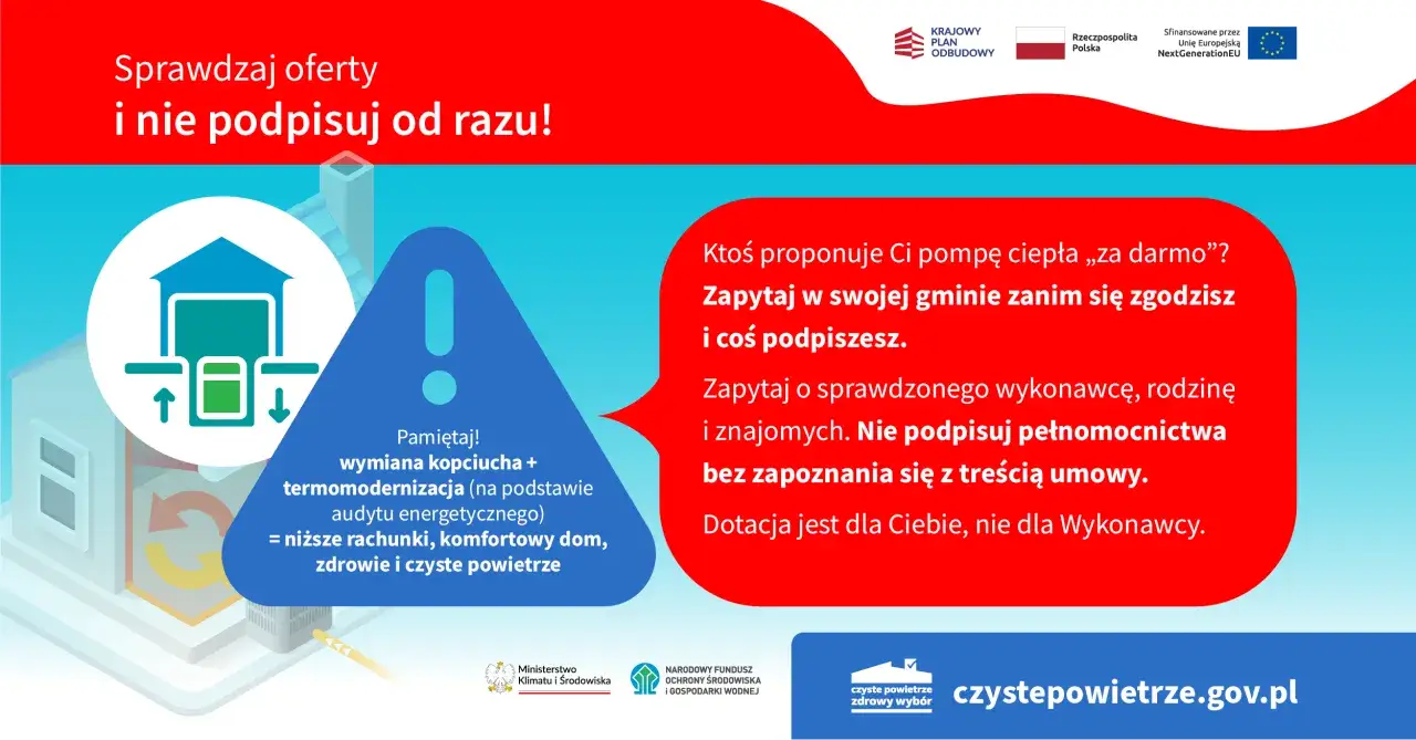 Sprawdzaj oferty i nie podpisuj od razu! Pamiętaj o wymianie kopciucha i termomodernizacji dla czystego powietrza. Nowe zasady programu.