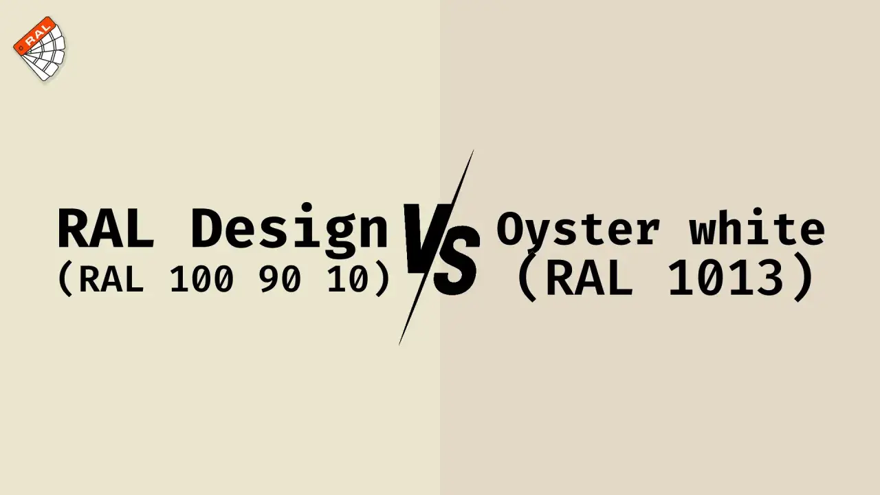 Porównanie kolorów: RAL Design (RAL 100 90 10) kontra Oyster white (RAL 1013).