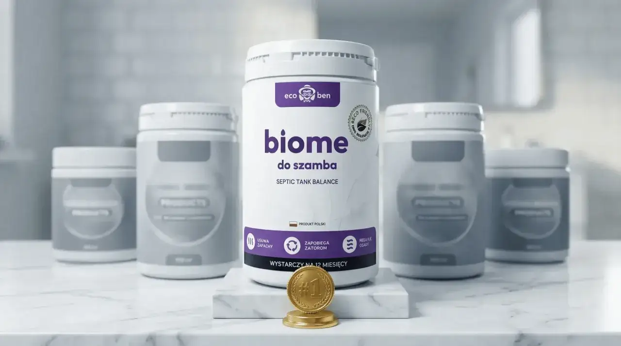 Najlepszy środek do udrażniania rur i szamba - Biome. Produkt polski, który wystarcza na 12 miesięcy. Złoty medal potwierdza jego skuteczność.