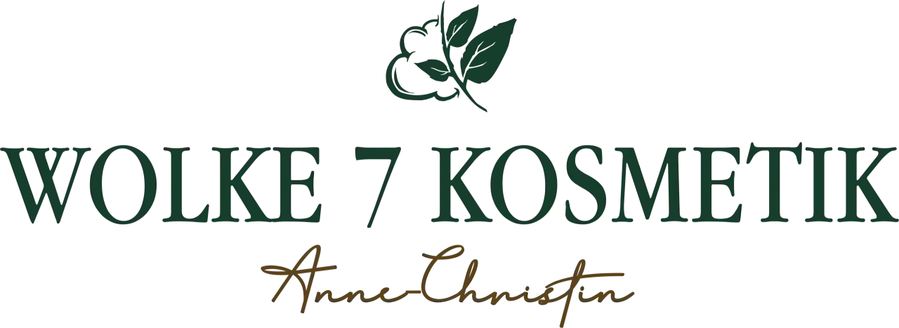Logo von Wolke 7 Kosmetik mit Blatt-Symbol und Namen Anne-Christin.