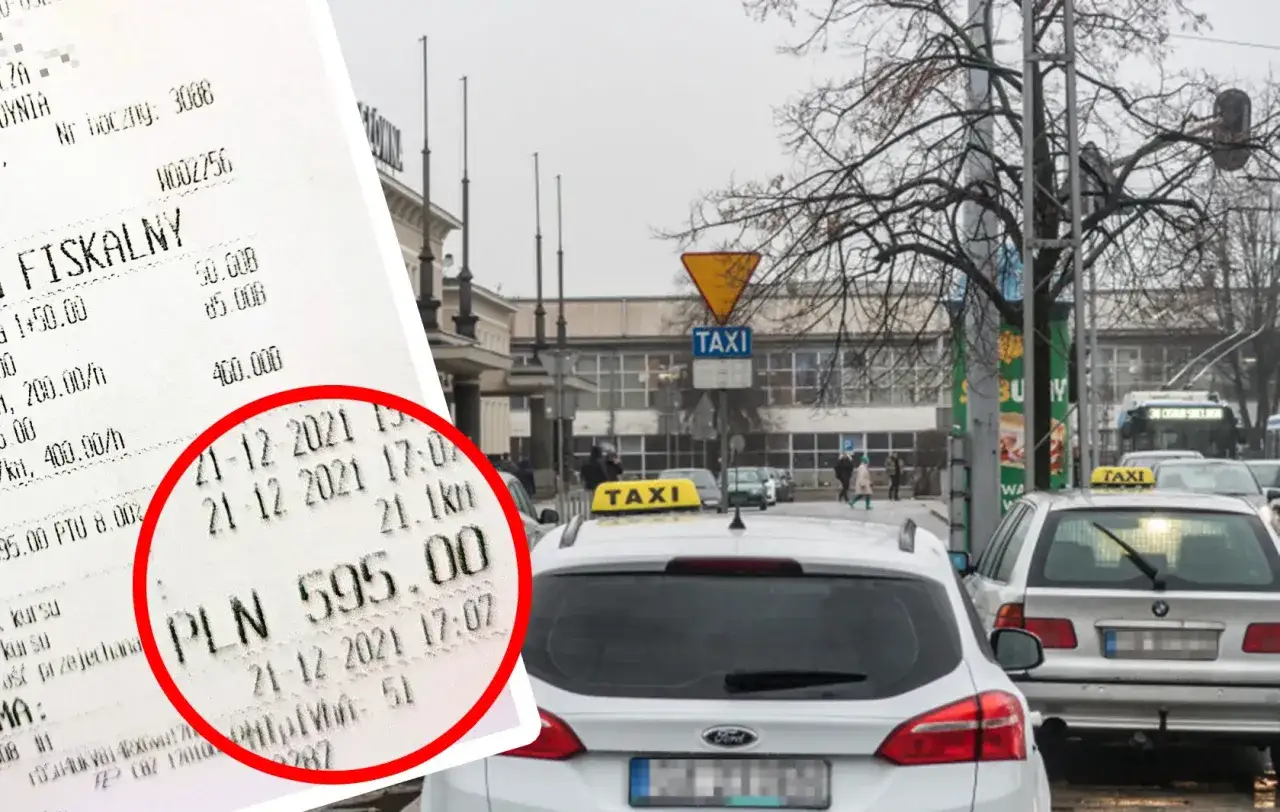 Paragon z taksówki pokazuje, ile kosztuje taksówka z Gdyni do Władysławowa: 595 zł za 21,1 km.