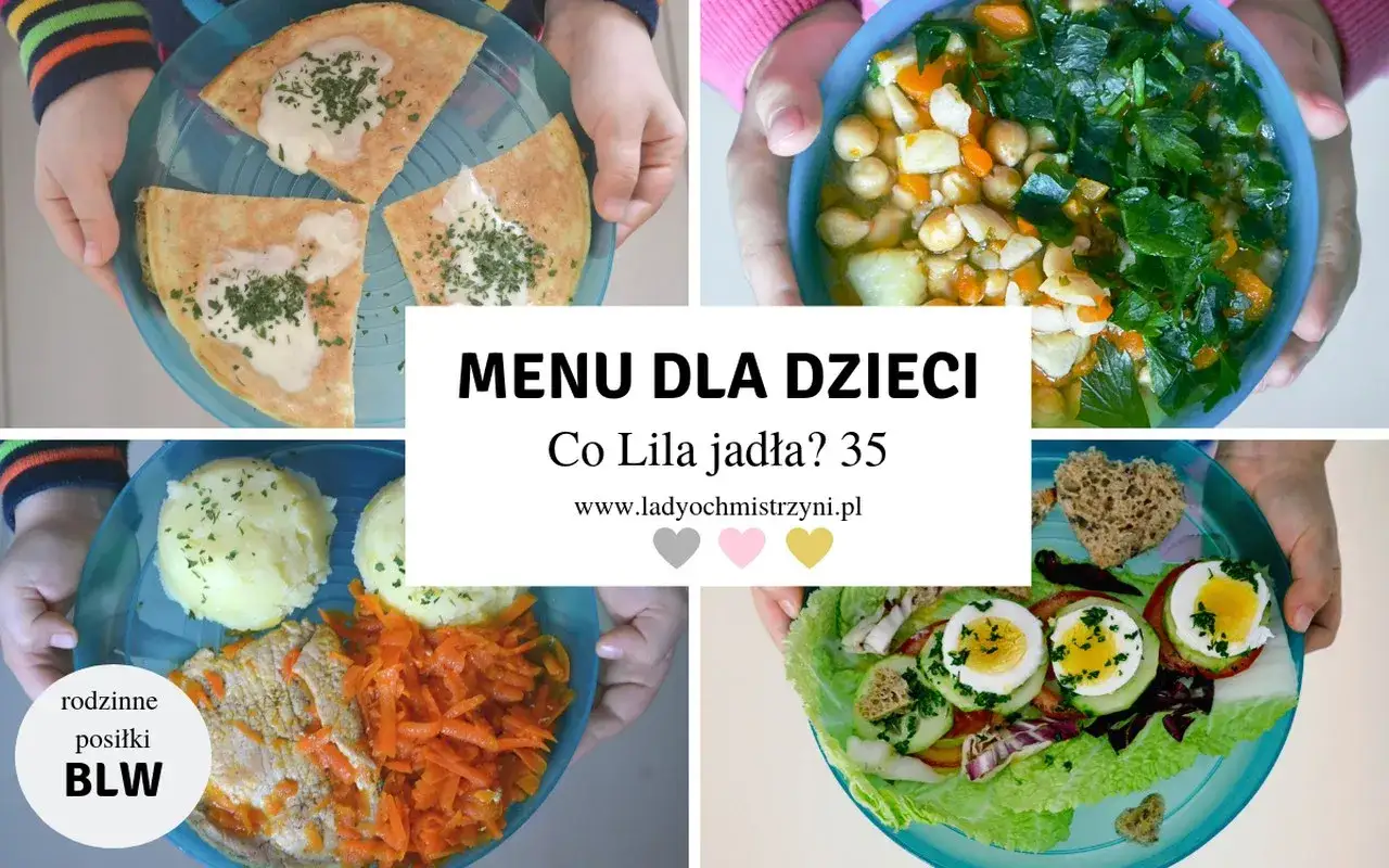 Pomysły na śniadanie dla rocznego dziecka: omlet, warzywa z ciecierzycą, mięso z ziemniakami i surówką, sałatka z jajkiem.