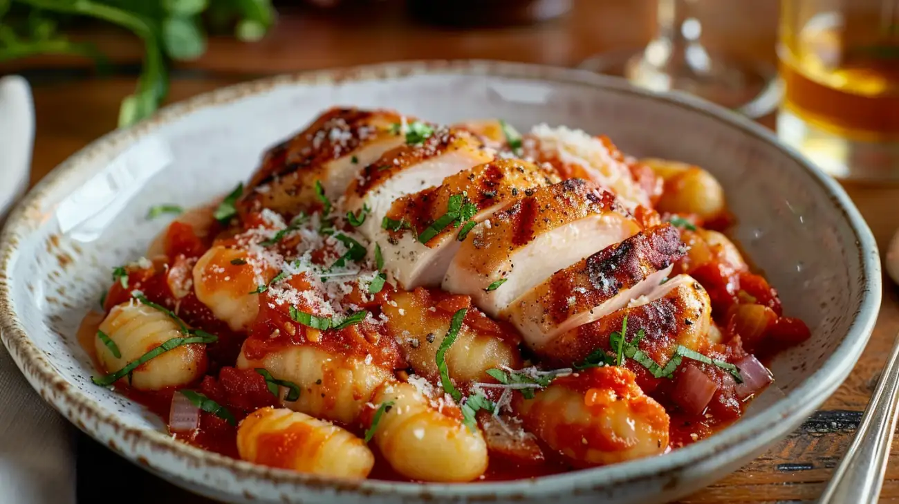 Sycący obiad - gnocchi z kurczakiem w sosie pomidorowym
