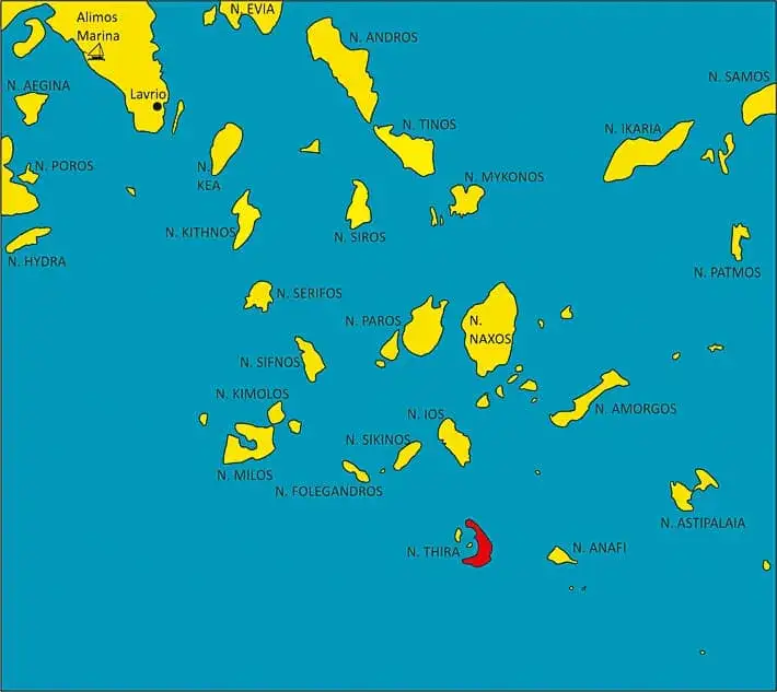 Santorini na mapie Europy: precyzyjna lokalizacja rajskiej wyspy
