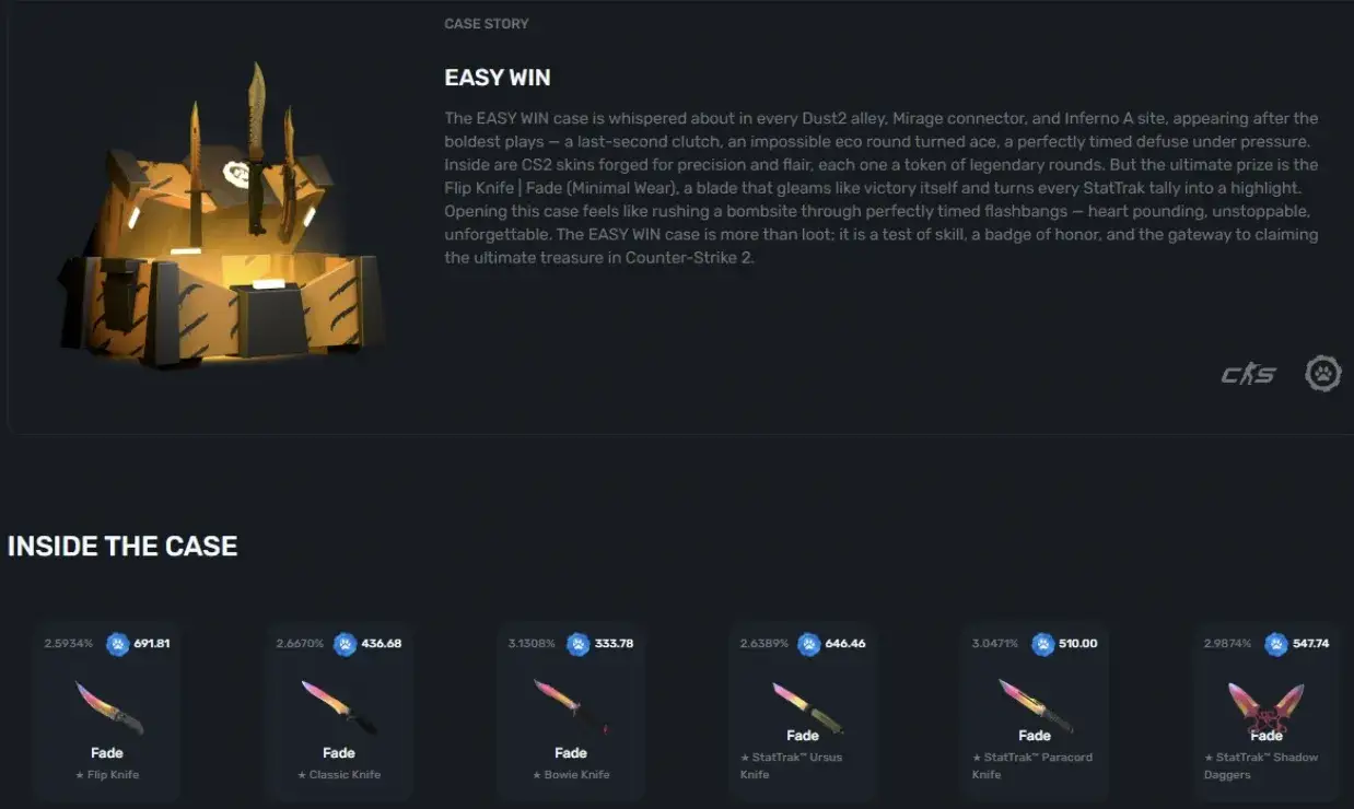 Skrzynka z nożami na Skinluck