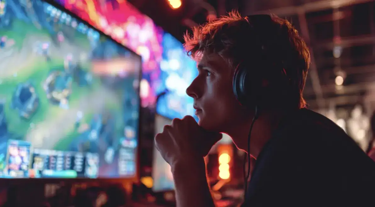 gracz ogląda mecz esportowy