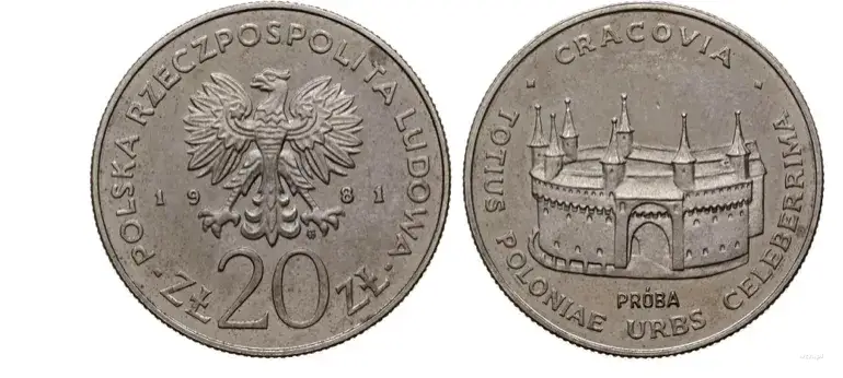 moneta 20 złotych z 1981 roku - Barbakan w Krakowie - dom aukcyjny
