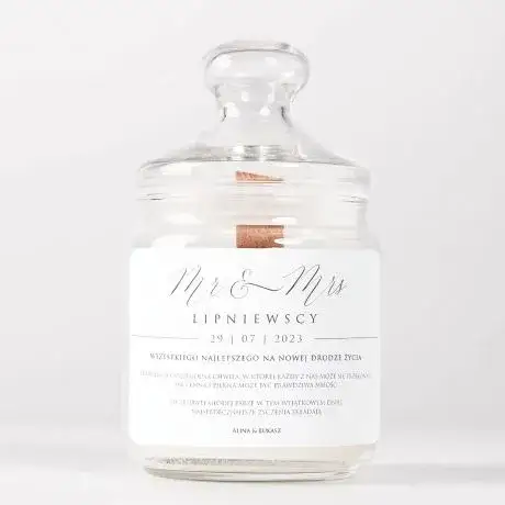 Personalizowana ŚWIECA NA PREZENT ŚLUBNY