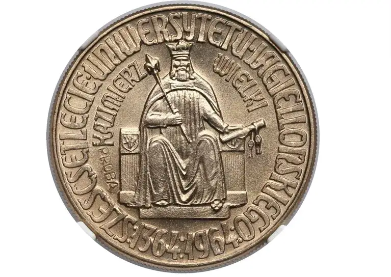 PRL moneta 10 złotych z 1964 roku z napisem próba - próbna moneta