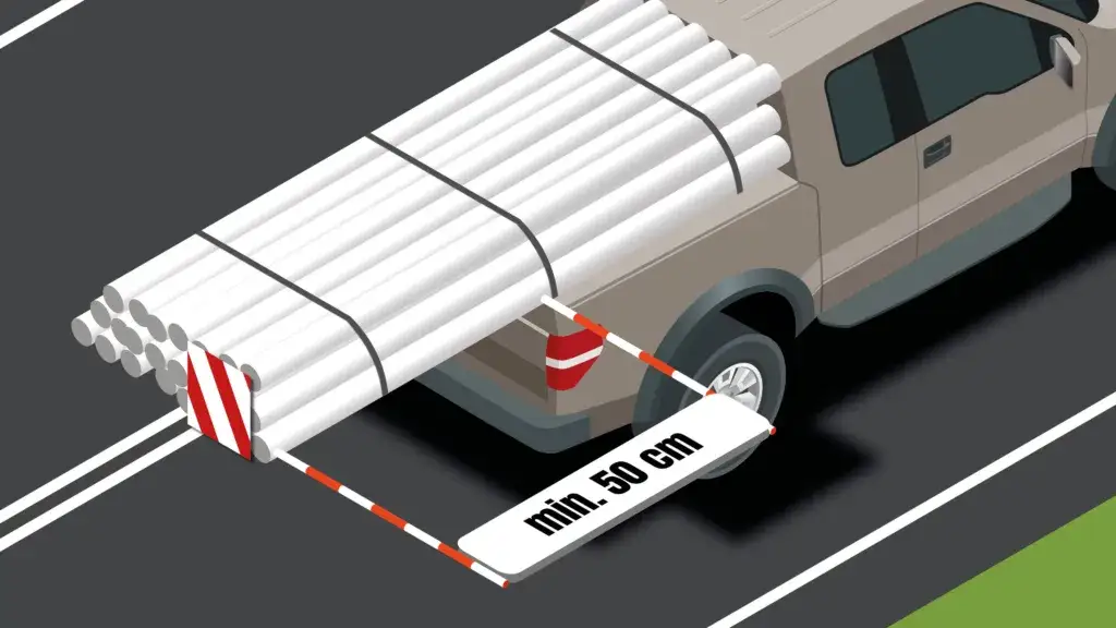 ładunek wystający z tyłu samochodu oznakowanie