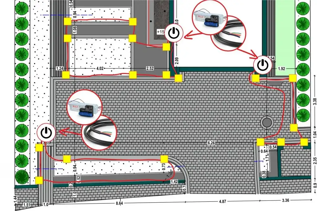 planowanie oświetlenia podjazdu schemat