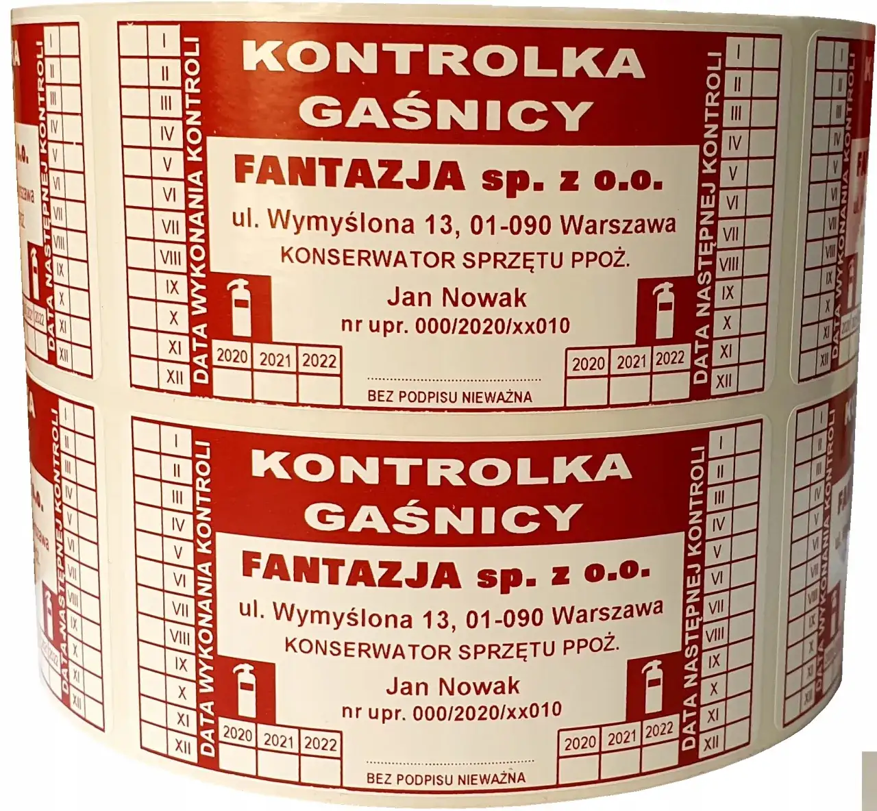 etykieta gaśnicy data ważności legalizacja