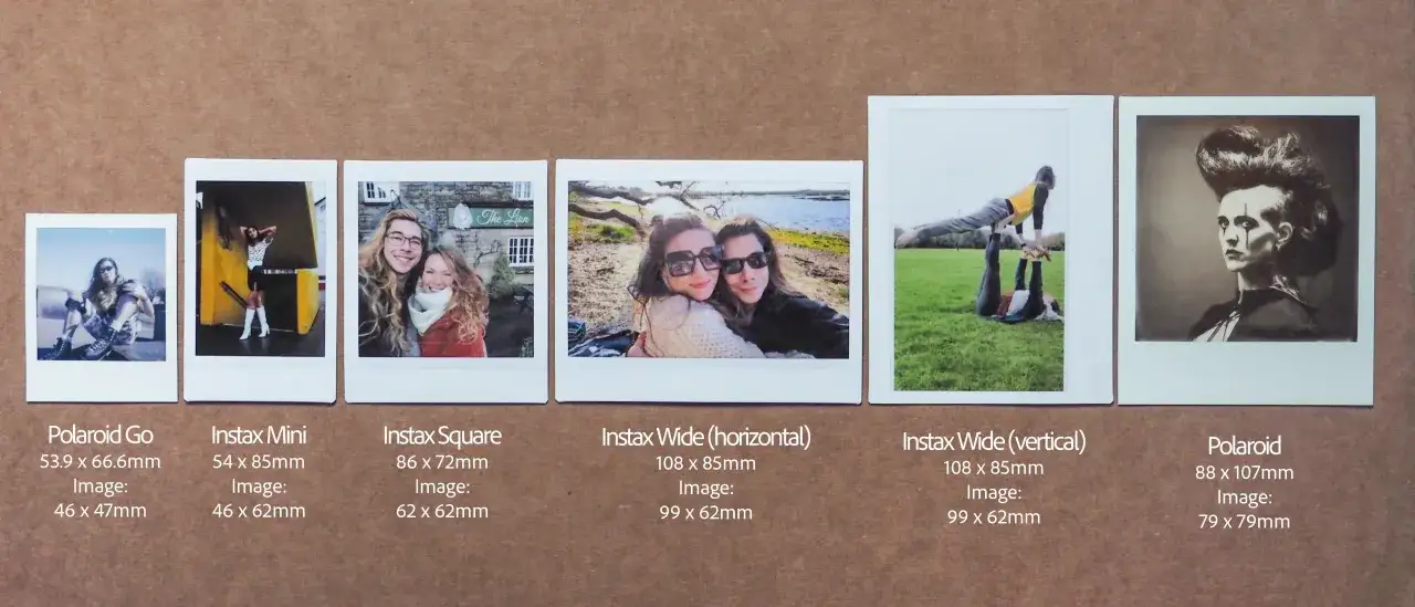 formaty zdjęć instax polaroid