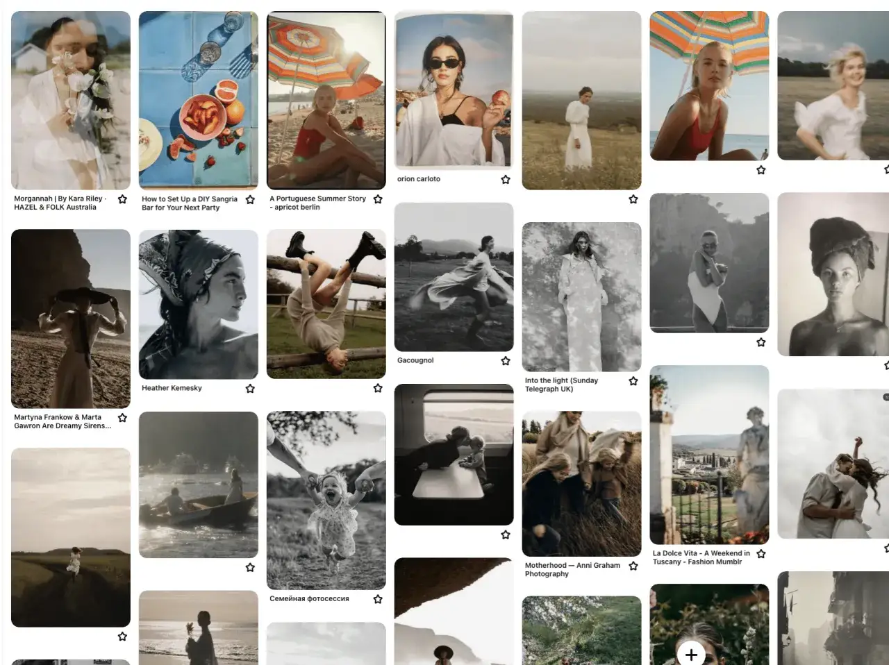 przykładowy moodboard do sesji zdjęciowej