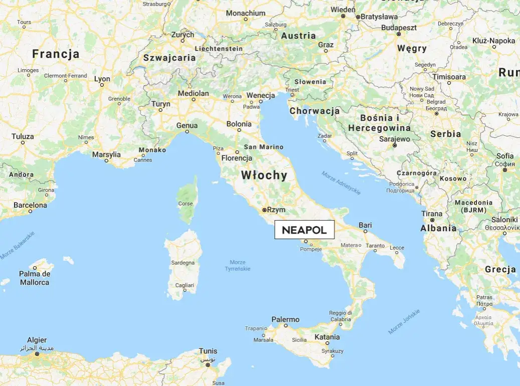 Mapa Włoch Neapol pizza historia