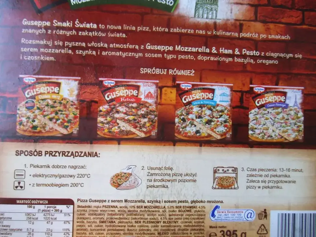 Pizza Guseppe porcjowanie