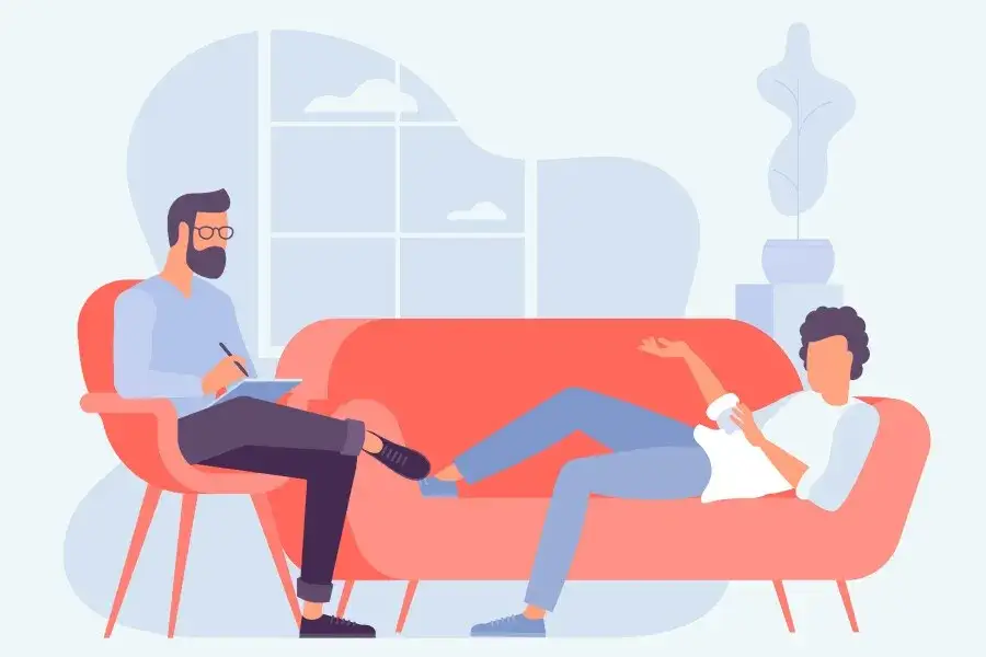 sesja psychoterapii, pacjent i terapeuta, wsparcie psychologiczne