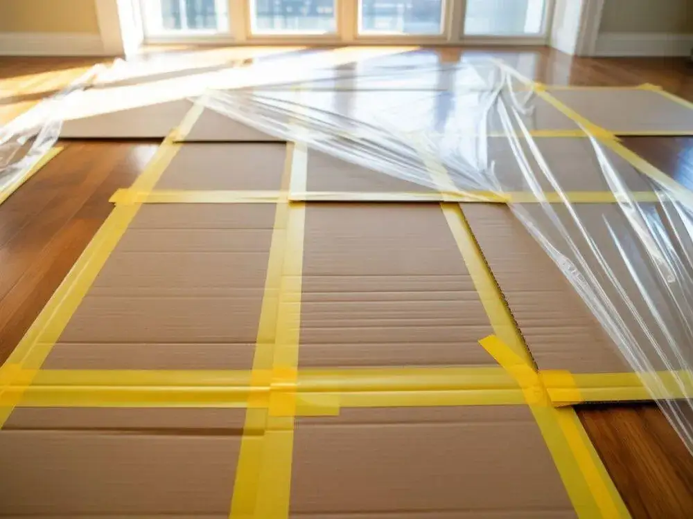 r&oacute;żne materiały do zabezpieczania podłogi remont