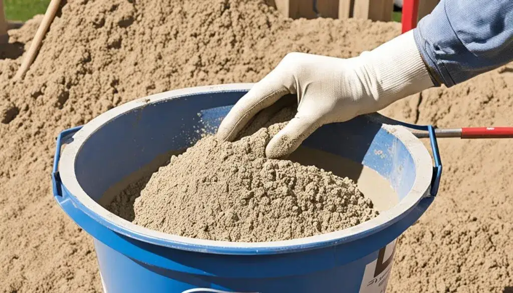 mieszanie betonu kreatywnego w wiadrze