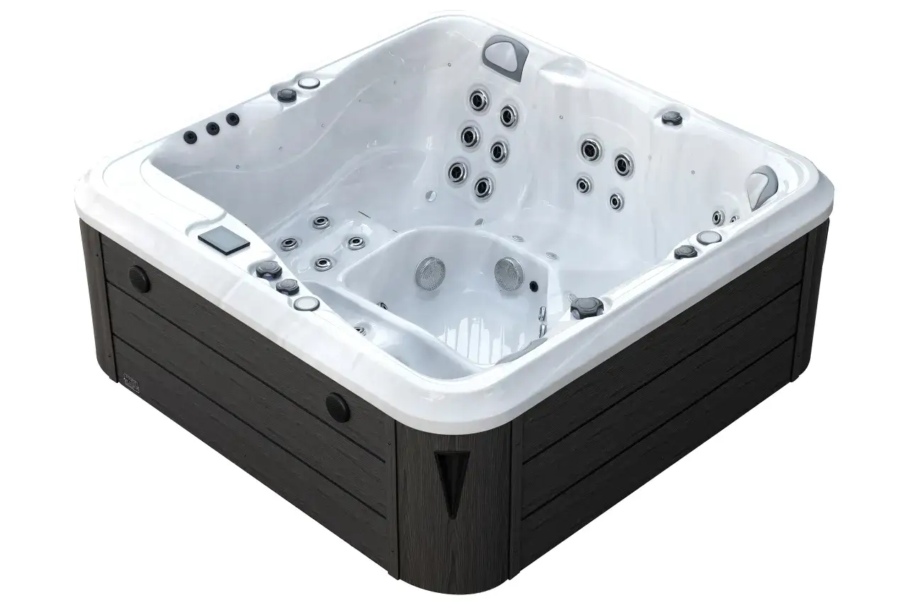Nowoczesne jacuzzi z hydromasażem, idealne do relaksu w domowym spa.