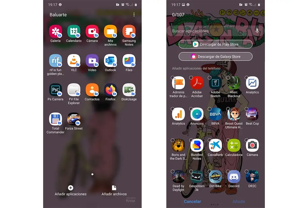 bezpieczny folder samsung, profil służbowy android