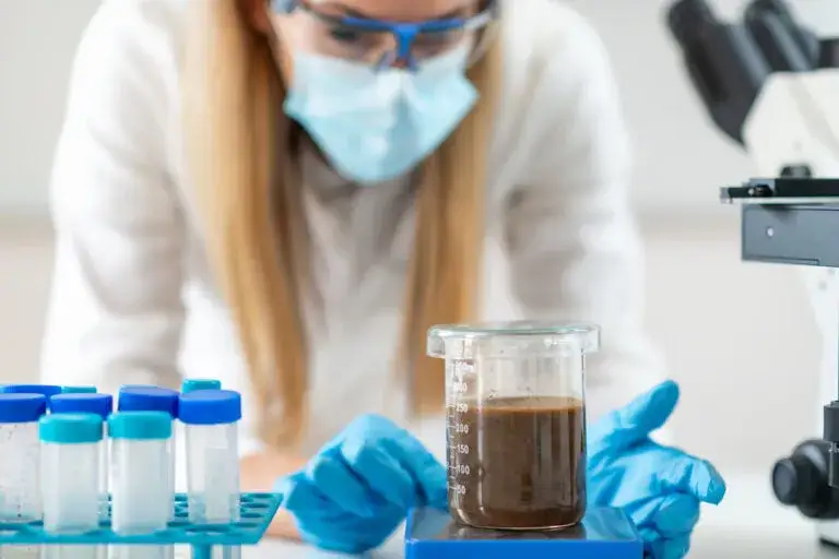Proces analizy pr&oacute;bki kału w laboratorium