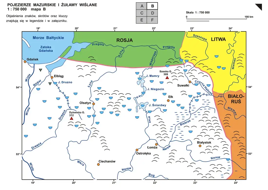 Mapa polskiego wybrzeża z zaznaczonymi miejscowościami o wysokim stężeniu jodu