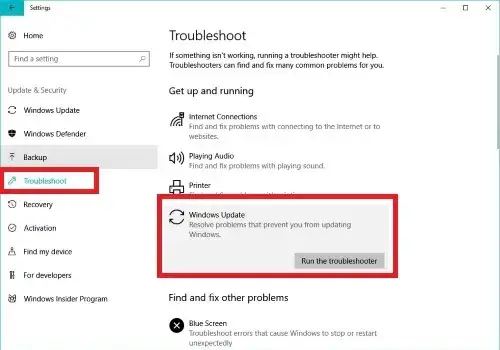 windows update troubleshooting tool settings
