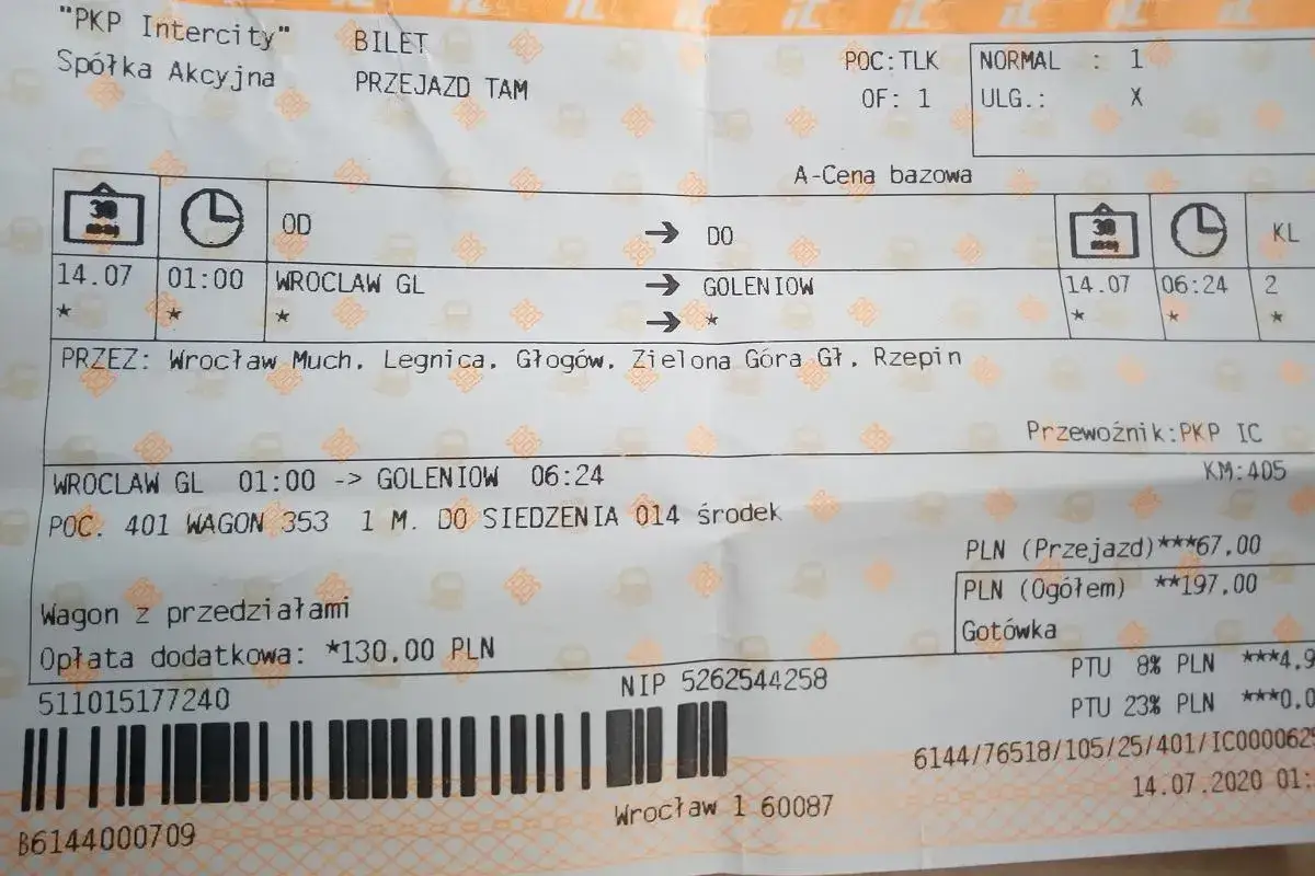Por&oacute;wnanie cen bilet&oacute;w PKP online kasa konduktor