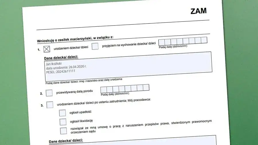 dokumenty ZUS ZAM świadectwo pracy akt urodzenia