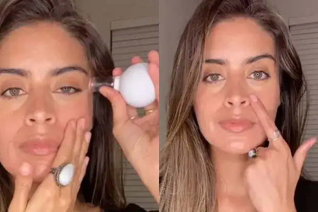 kobieta z podrażnioną sk&oacute;rą twarzy po masażu bańką