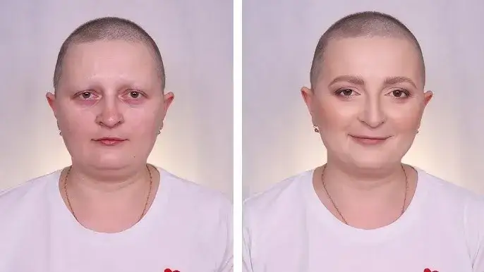 makijaż permanentny brwi przed i po chemioterapii
