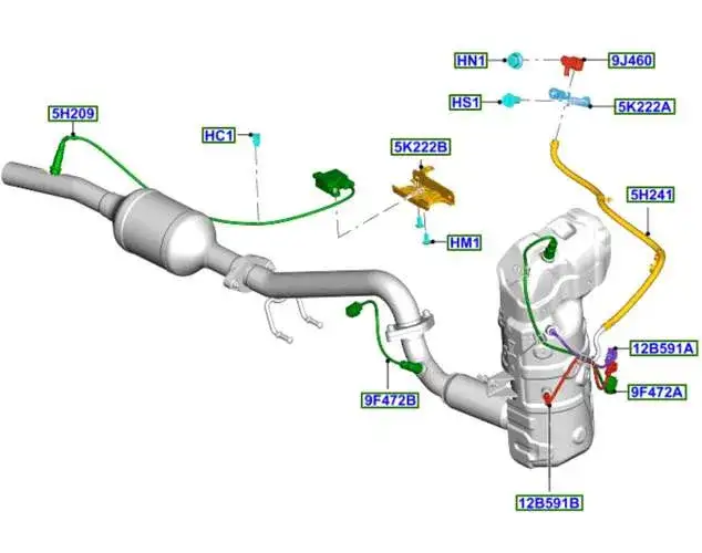 Ford Kuga czujnik różnicy ciśnień DPF lokalizacja schemat