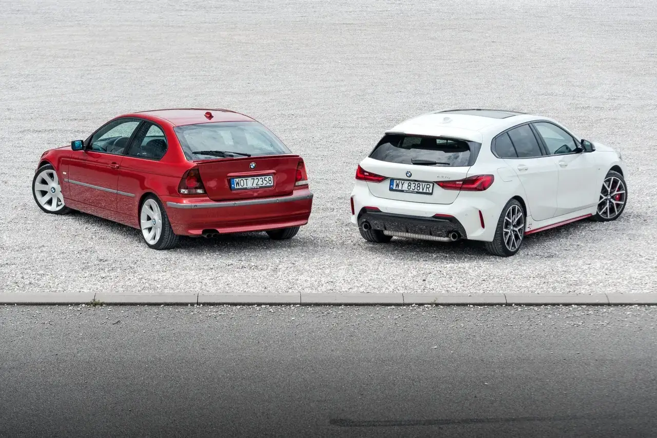 BMW E46 Compact z różnymi spoilerami porównanie