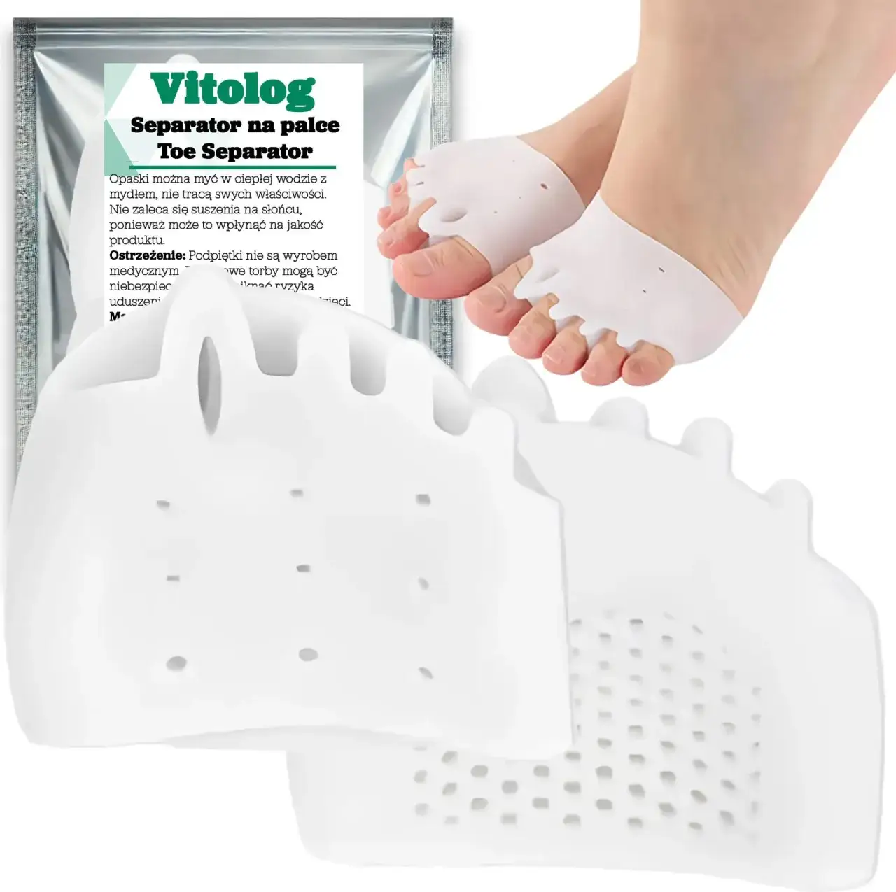 aparaty korekcyjne na haluksy, wkładki ortopedyczne, separatory międzypalcowe