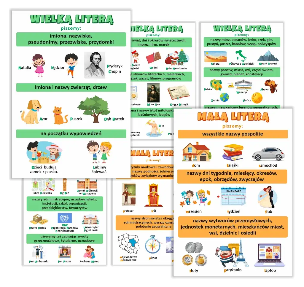 przykłady pisowni przedmiot&oacute;w szkolnych wielką i małą literą
