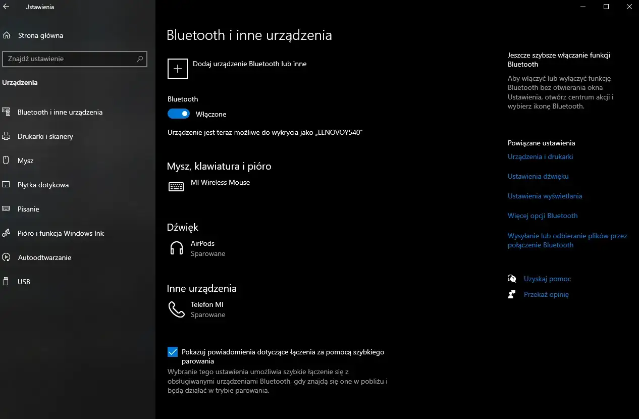 Włączanie Bluetooth Windows 10 Centrum Akcji