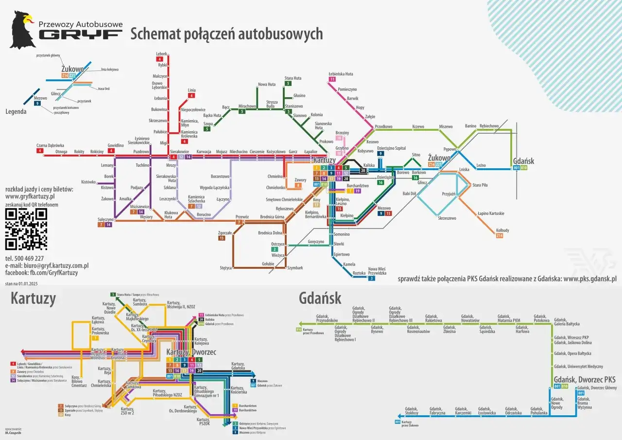 Mapa przystank&oacute;w autobusowych Gryfice