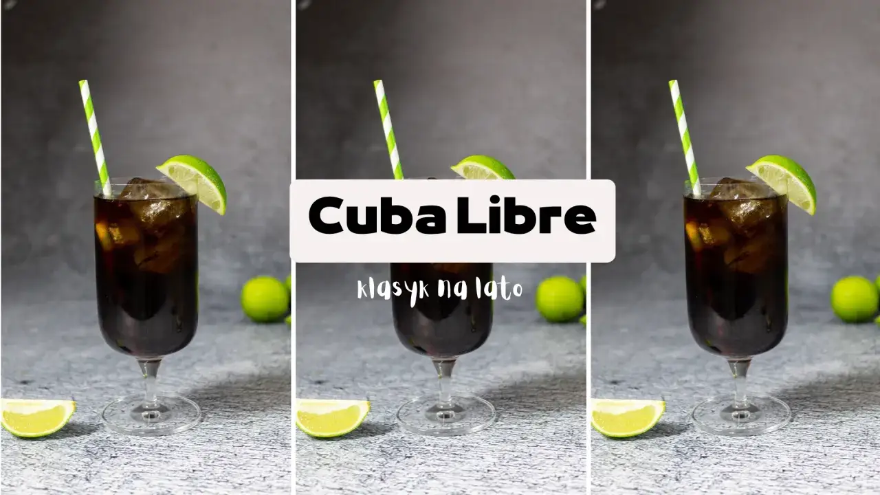 Składniki do Cuba Libre: rum, cola, limonka, lód