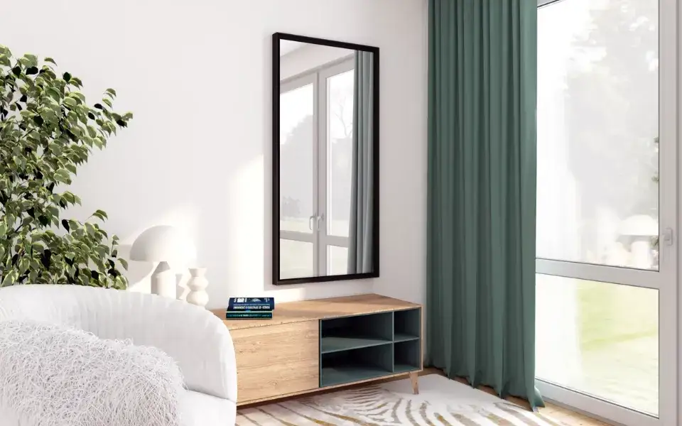 inspiracje lustro nad kanapą