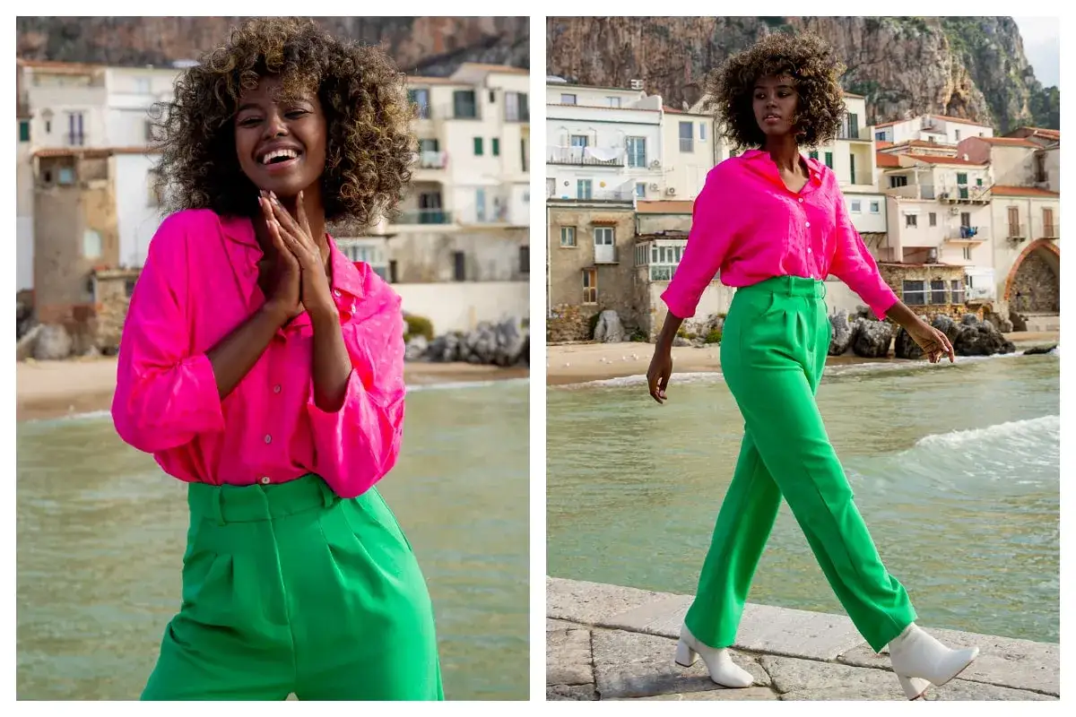 paleta kolor&oacute;w pasujących do zielonych spodni