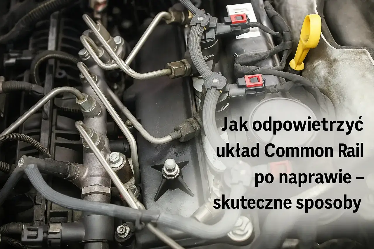 Silnik diesla z widocznym układem Common Rail. Tekst: 