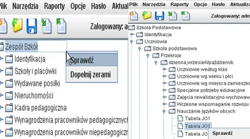 System Informacji Oświatowej SIO interfejs