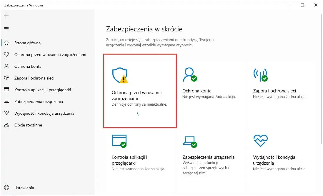 Microsoft Defender ustawienia ochrona przed wirusami i zagrożeniami
