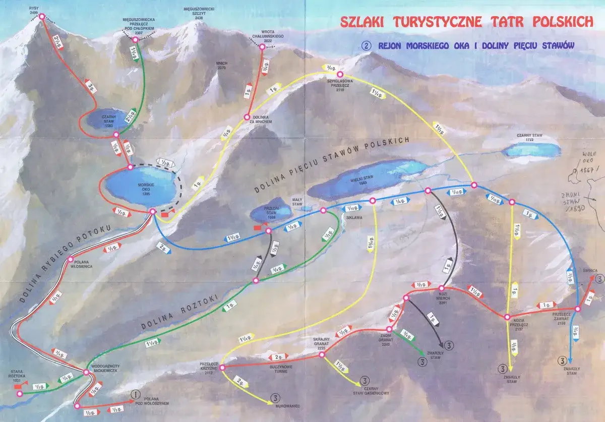Mapa polskich gór z zaznaczonymi pasmami
