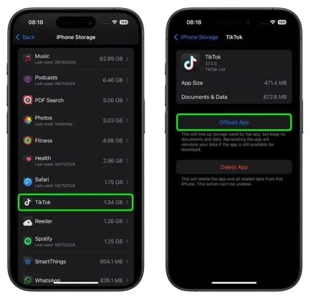 iPhone ustawienia miejsce aplikacje